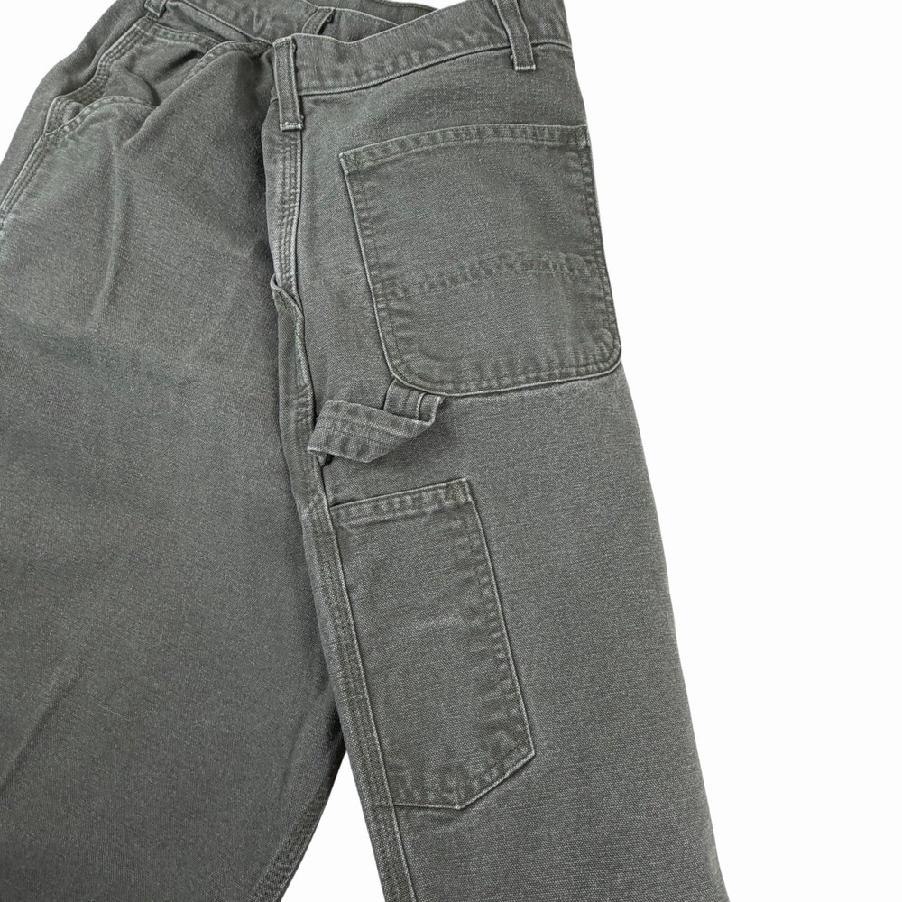 Carhartt Carpenter Duck Pants Canvas Original Dungaree Green 42/43x29 B11 MOS - Picture 5 of 7